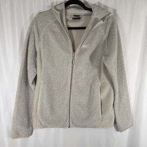 Jack Wolfskin Fleece Hoodie Women's Large Solid Beige Full Zip Pockets